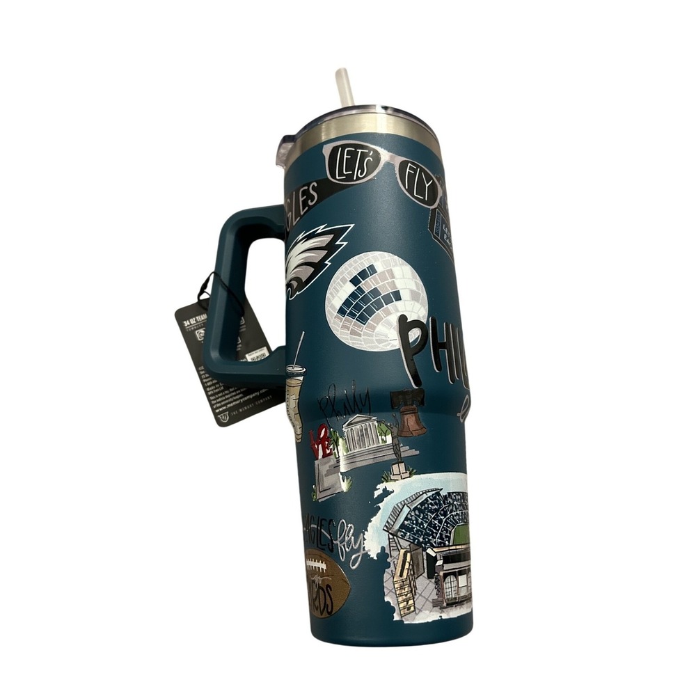 The Memory Company Philadelphia Eagles Tumbler Unisex 34oz Teal New Cheer Design